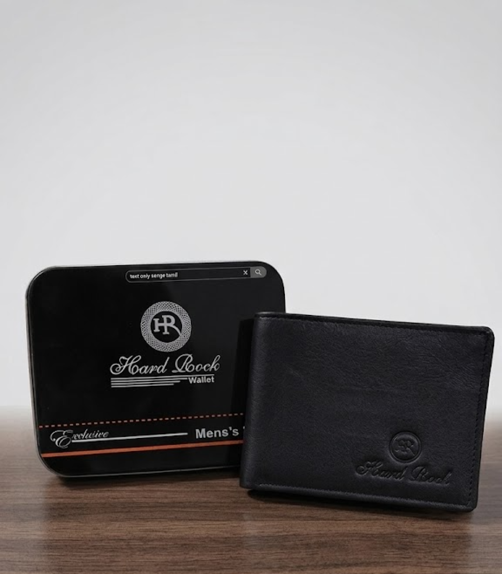 Hard Rock Men’s Leather Wallet With Tin Box