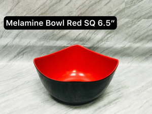 6.5 Inch Melamine Square Bowl - Red photo 1