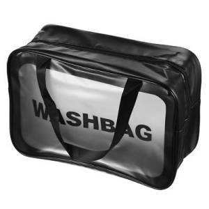 Clear Cosmetic Travel Wash Bag -Large (Black) photo 1