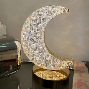 Diamond Crystal Moon Shaped Rechargeable Table Lamp photo 1