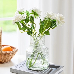 Clear Glass Ribbed Flower Vase - 765-4 photo 1