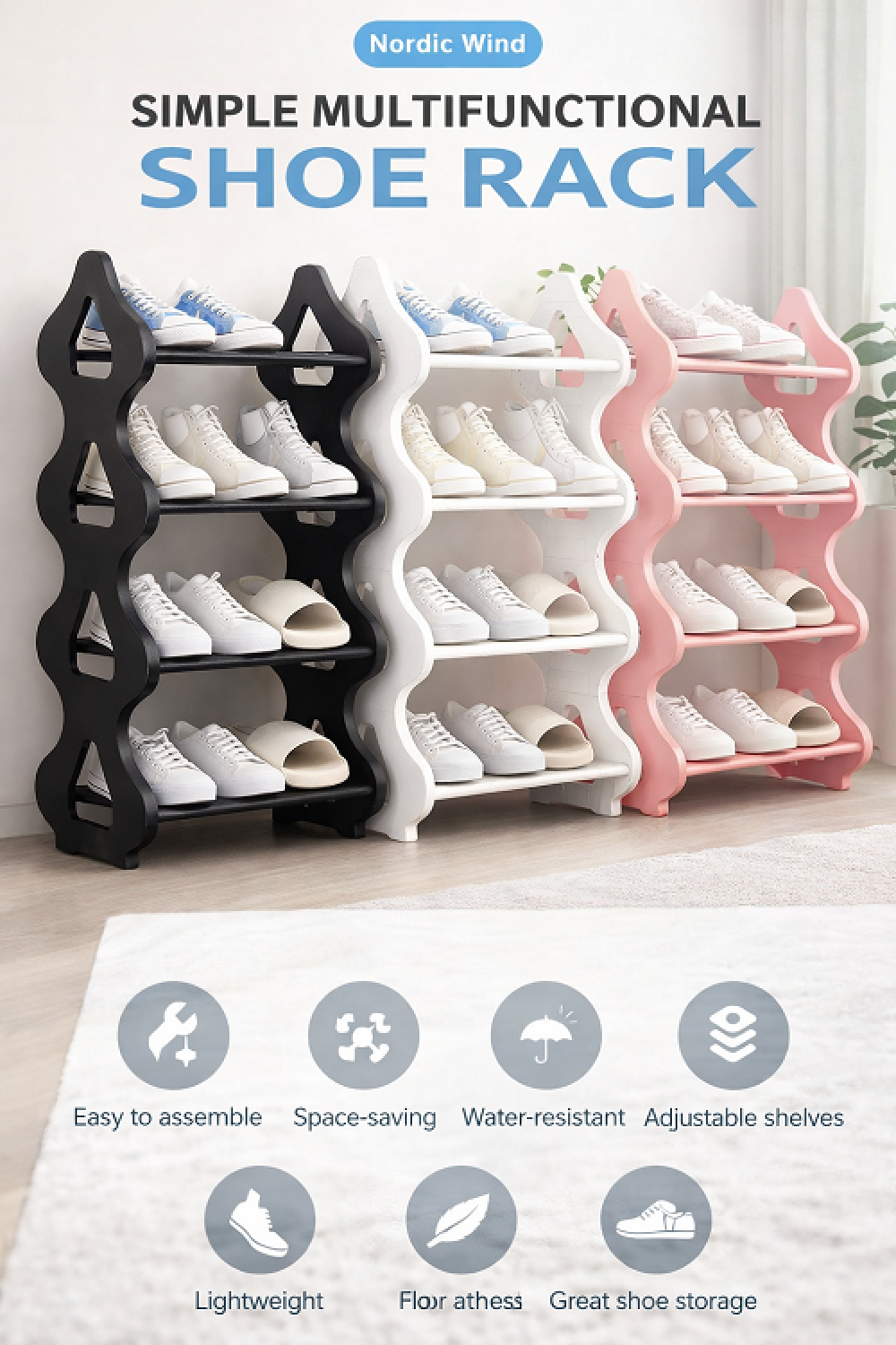 3 Tier Diamond Shoe Rack - Nordic Wind