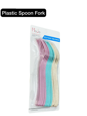 12 Pcs Plastic Colors Fork Spoon photo 1