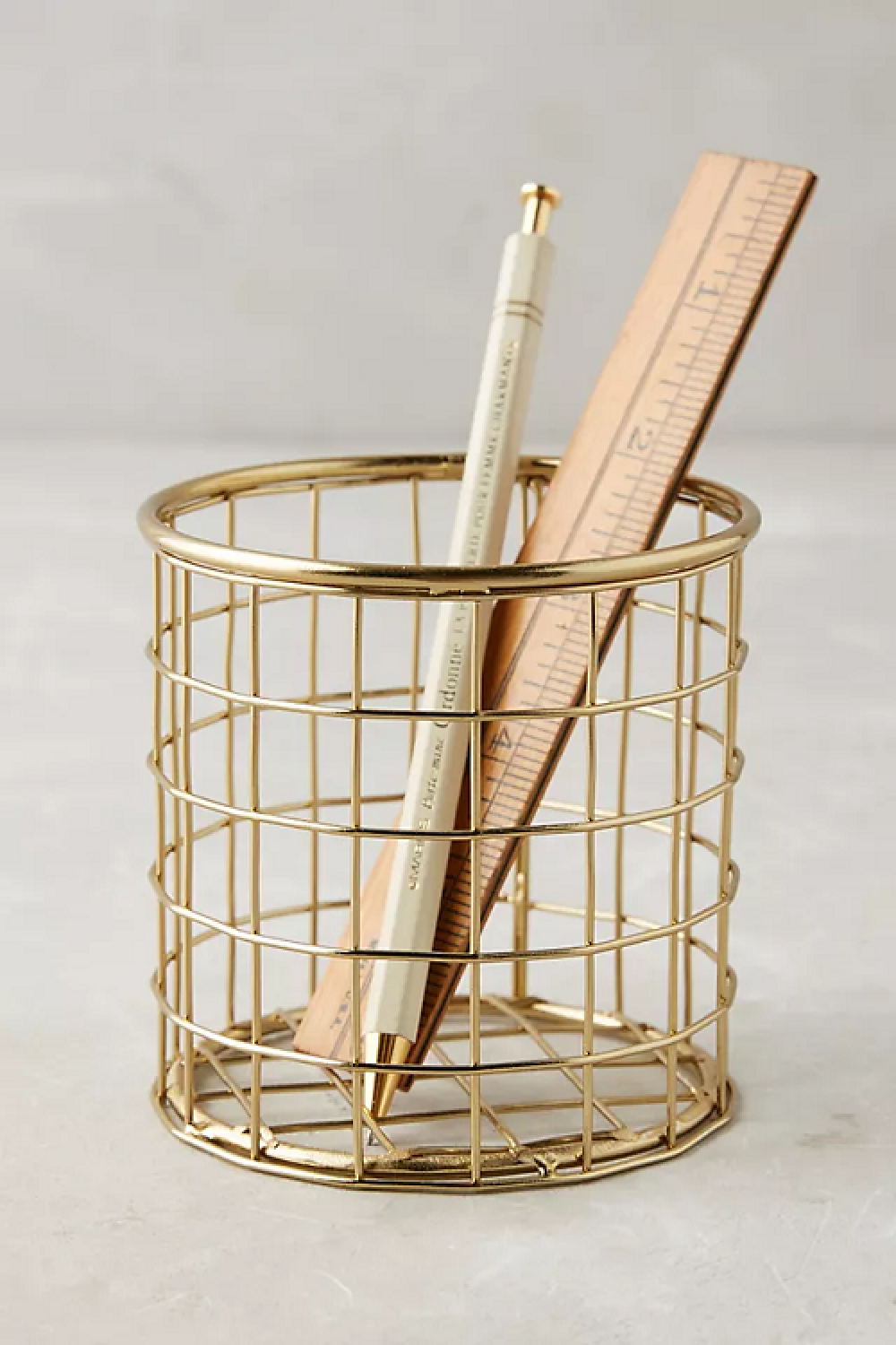 Round Metal Pen Holder - GOLD - 769-31