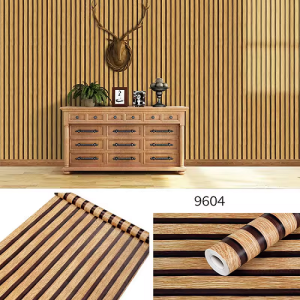 Self Adhesive Wooden Strip Wall Sticker 45x5m photo 1