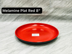 8 inch Melamine Plate - Red photo 1