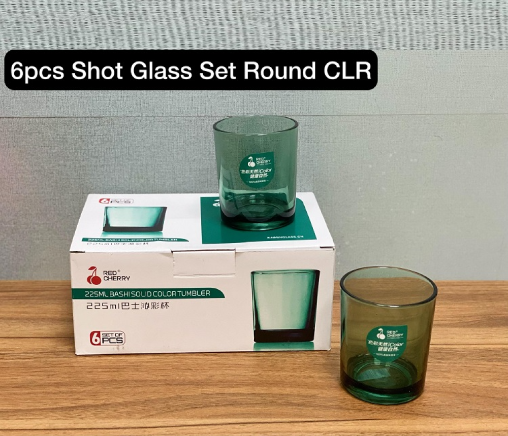 Red Cherry Bashi solid 6 Pcs Glass Set - 225ml