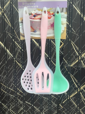 3 Pcs Silicone Cooking Spoon Set photo 1