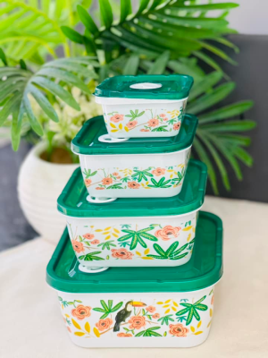 Floral Pattern 4 Box Container Set photo 1