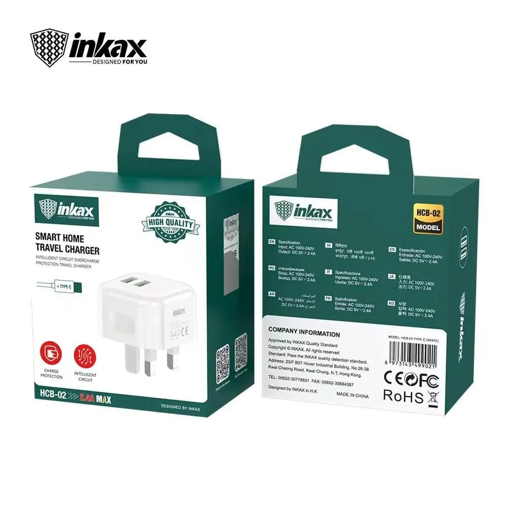 Inkax Smart Home Travel Charger 2.4A Type – C
