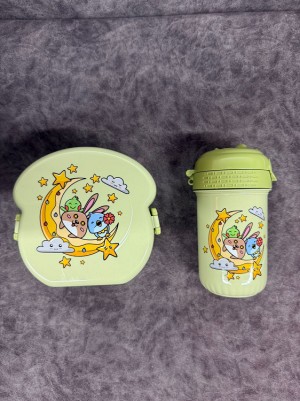 Cartoon Printed Lunch Box With Bottle photo 1