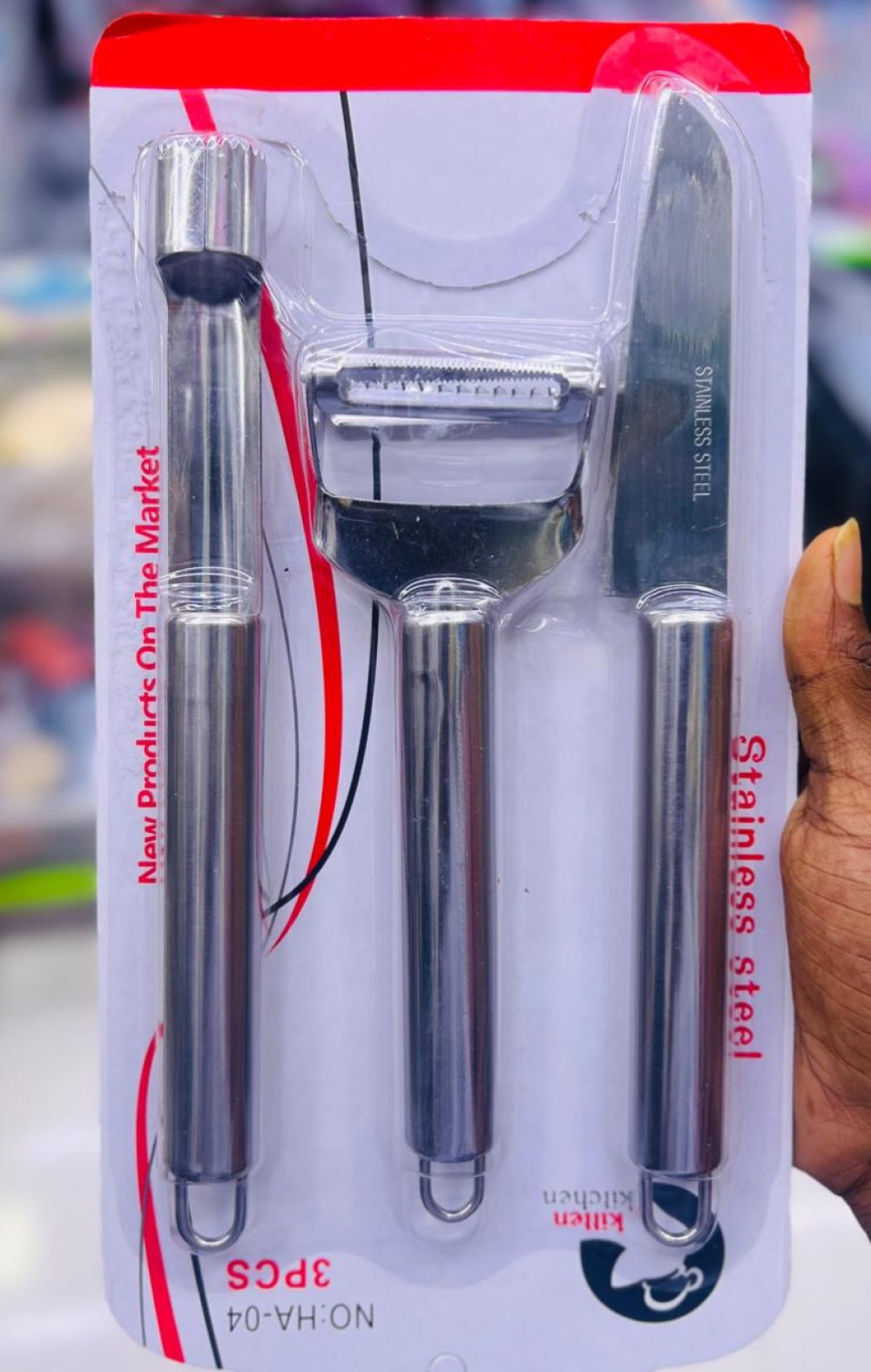 3 in 1 Steel Peeler With Knife (P04268)