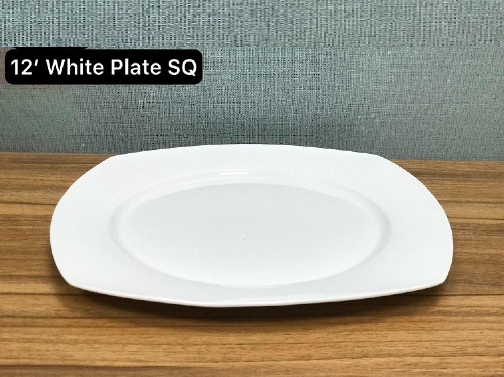 12 Inch White Plate - Square 628-8