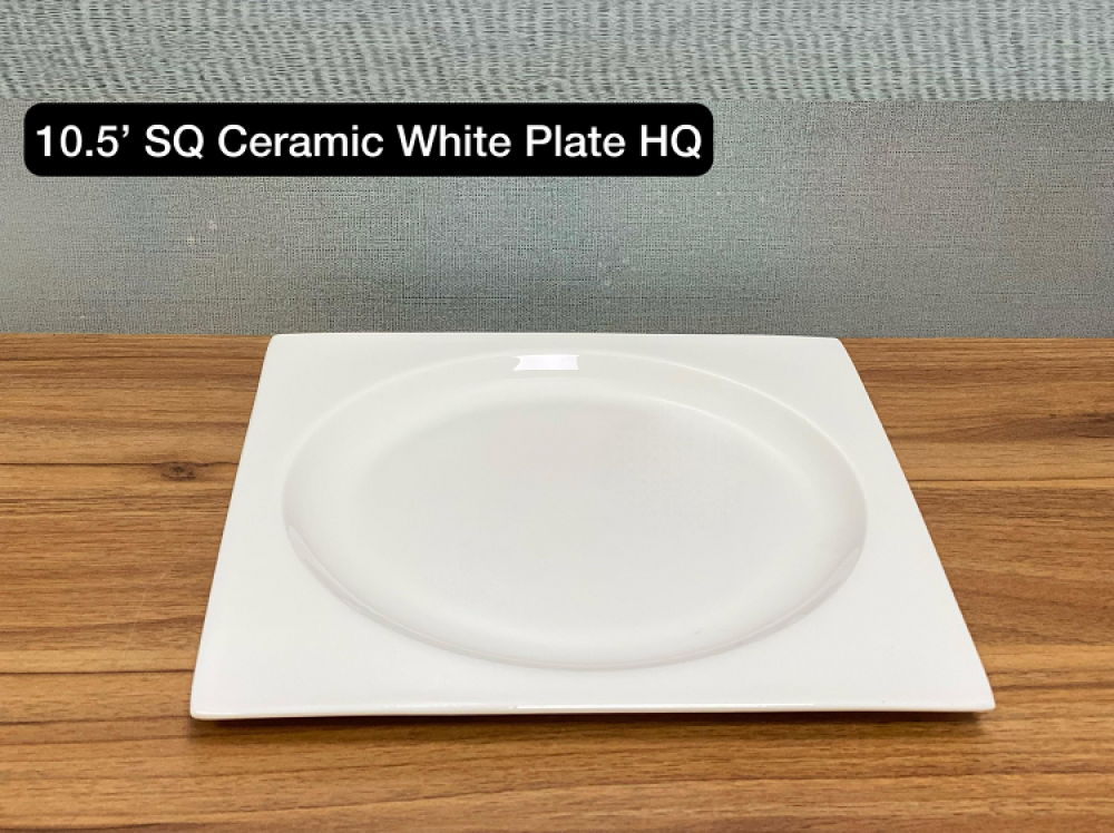10.5 Inch Square Ceramic White Plate -HQ 578-2