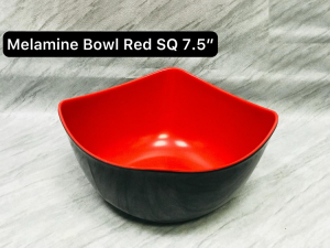 7.5 Inch Melamine Square Bowl - Red photo 1