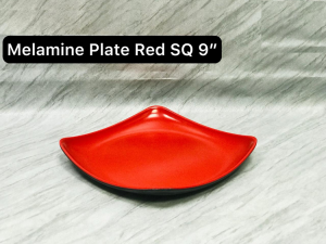 9 Inch Melamine Square Plate - Red photo 1