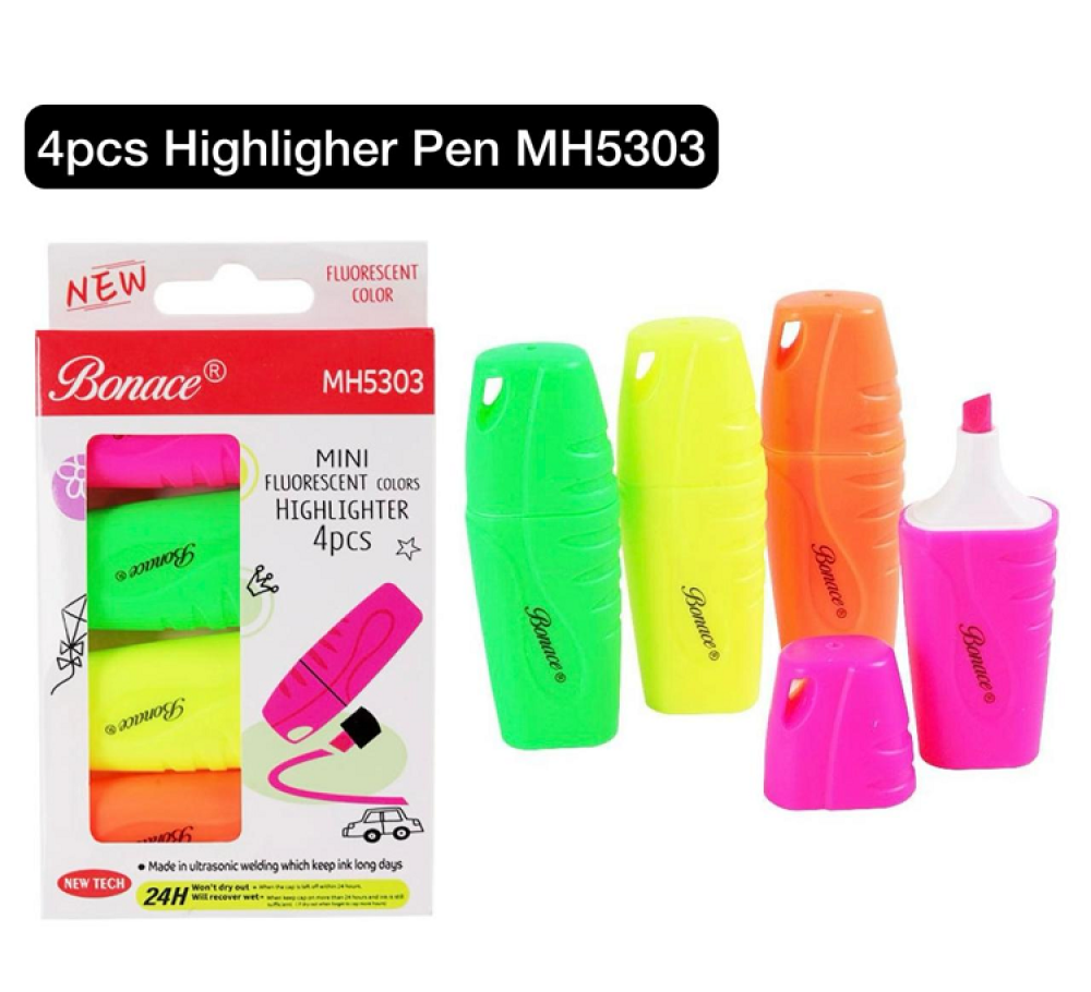 Bonace 4 Pcs High Lighter Pen - MH5303