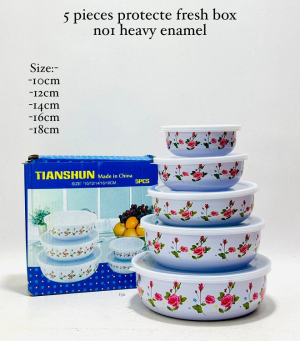 5 Pcs Enamelware Storage Bowl Set photo 1