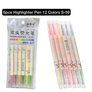 6 Pcs High Lighter Pen 12 Colors S-59 photo 1
