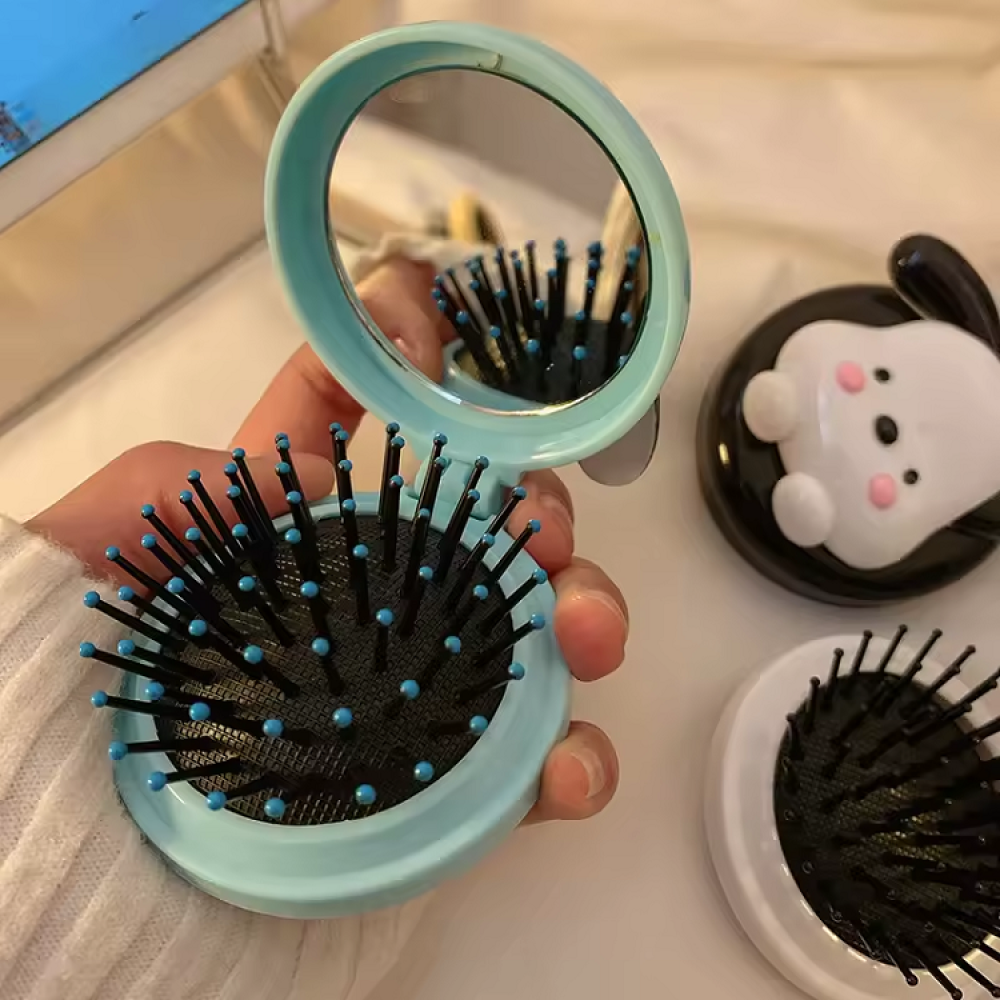 Kawaii Folding Hair Comb With Mirror