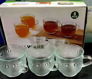 6 Pcs Glass Cherry Tea Cup Set photo 1