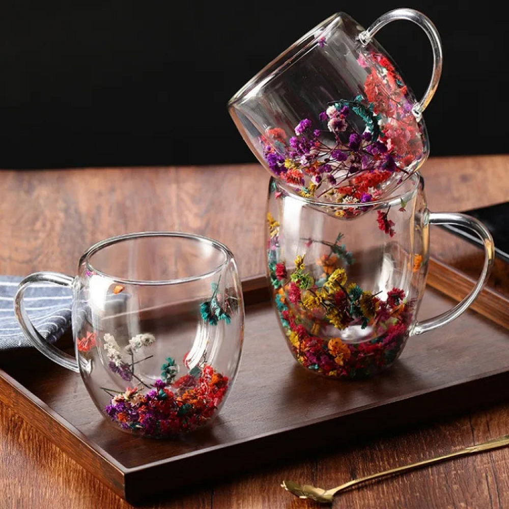 Double Glass Floral Mug