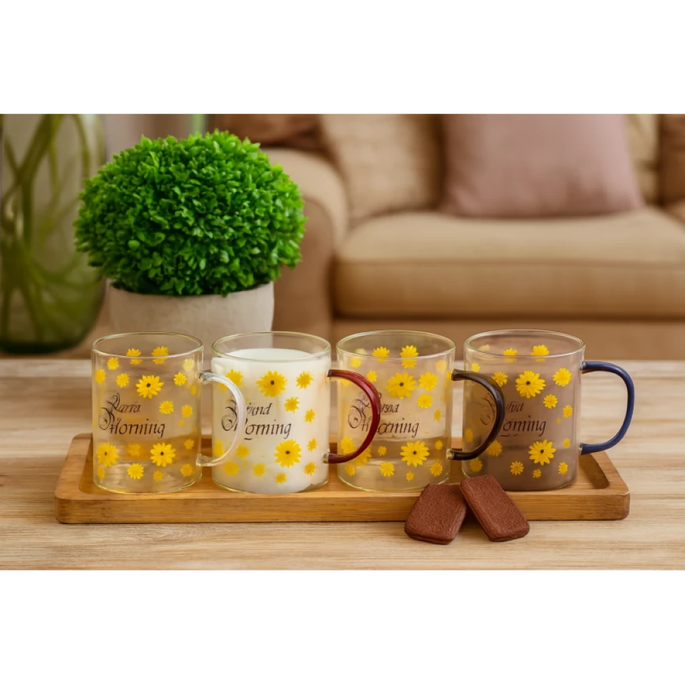 6 Pcs Floral Mini Coffee Cups
